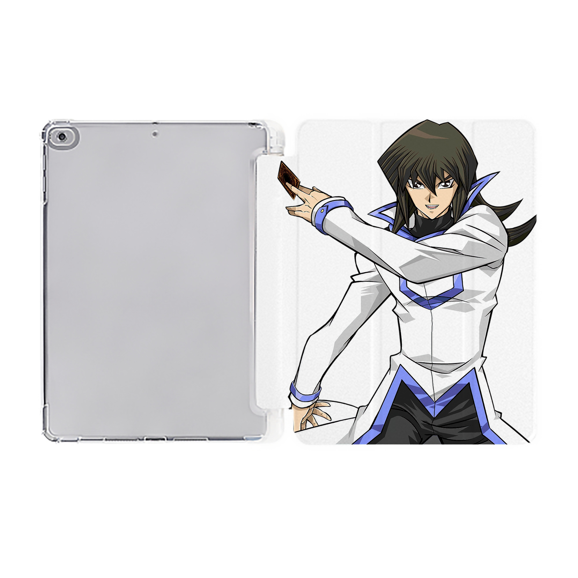 （画像用） 遊☆戯☆王 Yu-Gi-Oh! IPad ケース ペン収納付き 三つ折りスタンド PUレザー×シリコン 対応機種9.5/10.5/10.9インチ